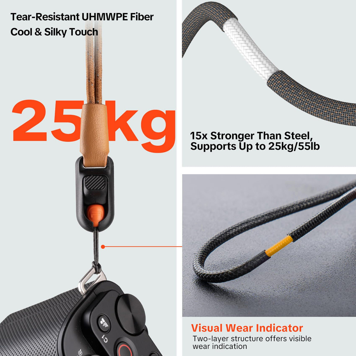 PGYTECH Camera Wrist Strap Slim Vintage Style, Adjustable Quick Release Anti-Drop Leather Hand Strap for Fujifilm/Sony/Canon Camera/Smartphone, Retro Camera Strap, 55.1lb Capacity, Midnight Black