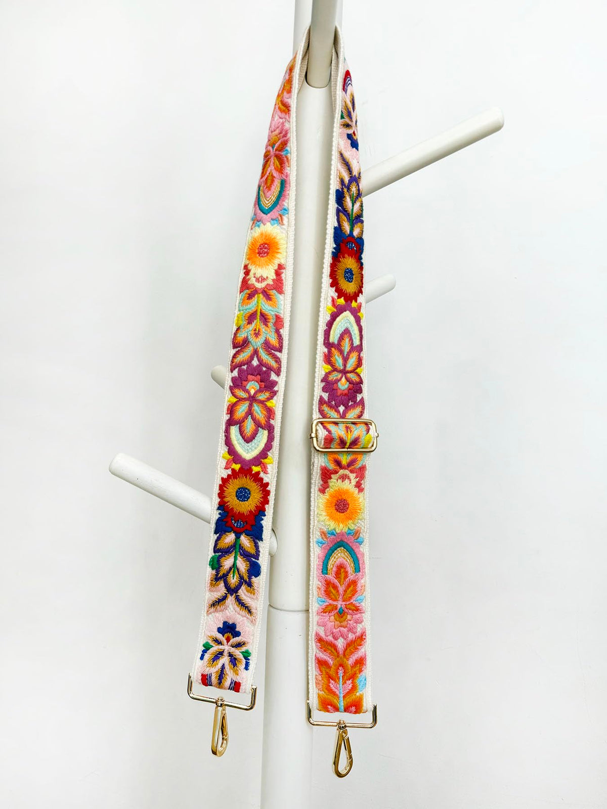 TCOMVEZ Embroidery Flower Purse Strap Replacement Crossbody for Handbags Women Guitar Strap 2 inch Wide Adjustable Bag Straps (Ivory)