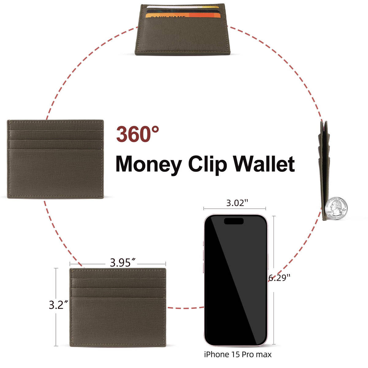 yiijay Credit Card Holder Slim Wallet Money Clip RFID Blocking Credit Card Case Thin Front Pocket Small Wallets for Women Men