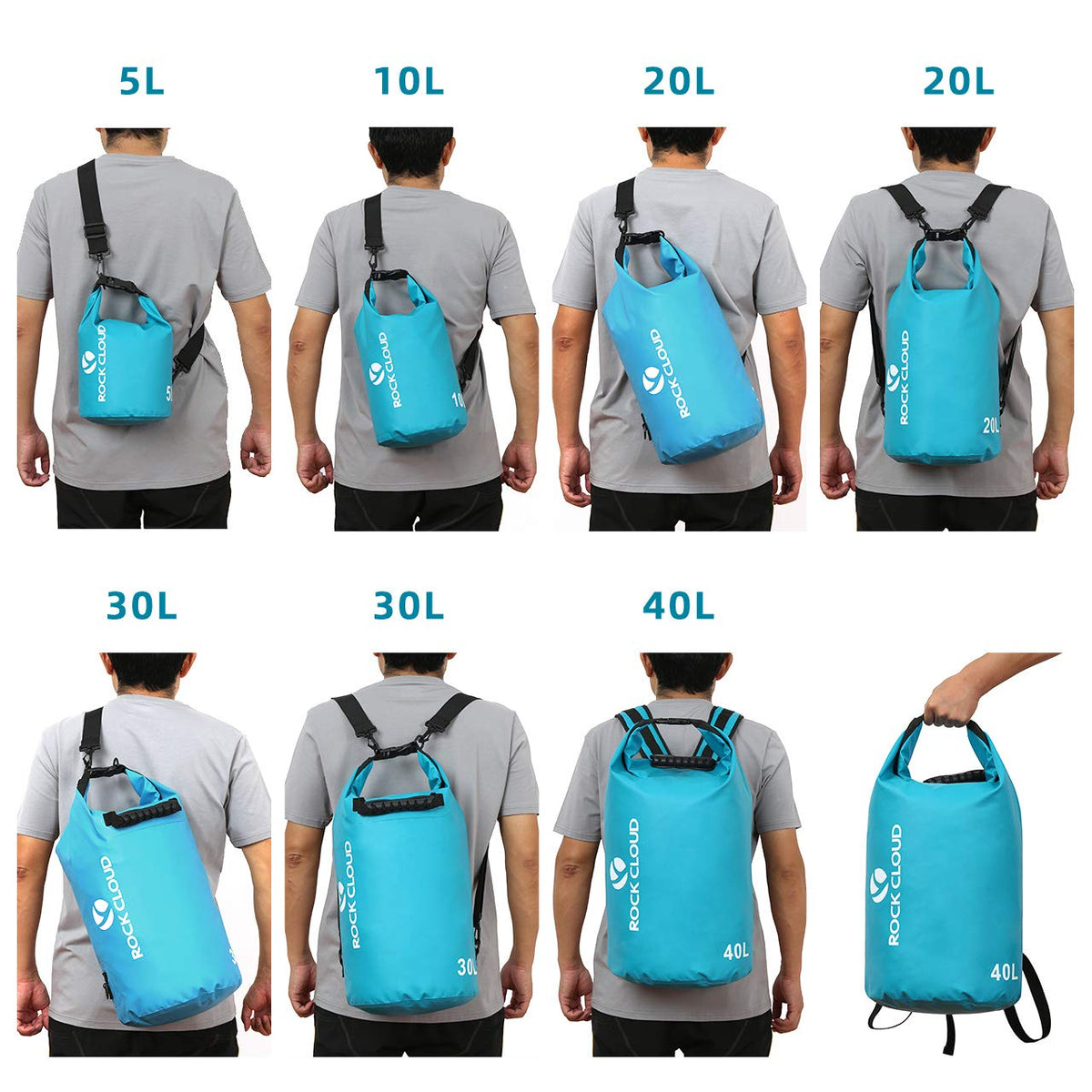 ROCK CLOUD Dry Bag Waterproof 20L Dry Sack for Kayaking Rafting Boating Beach Surfing Swimming Canoe Camping Hiking Fishing Ski
