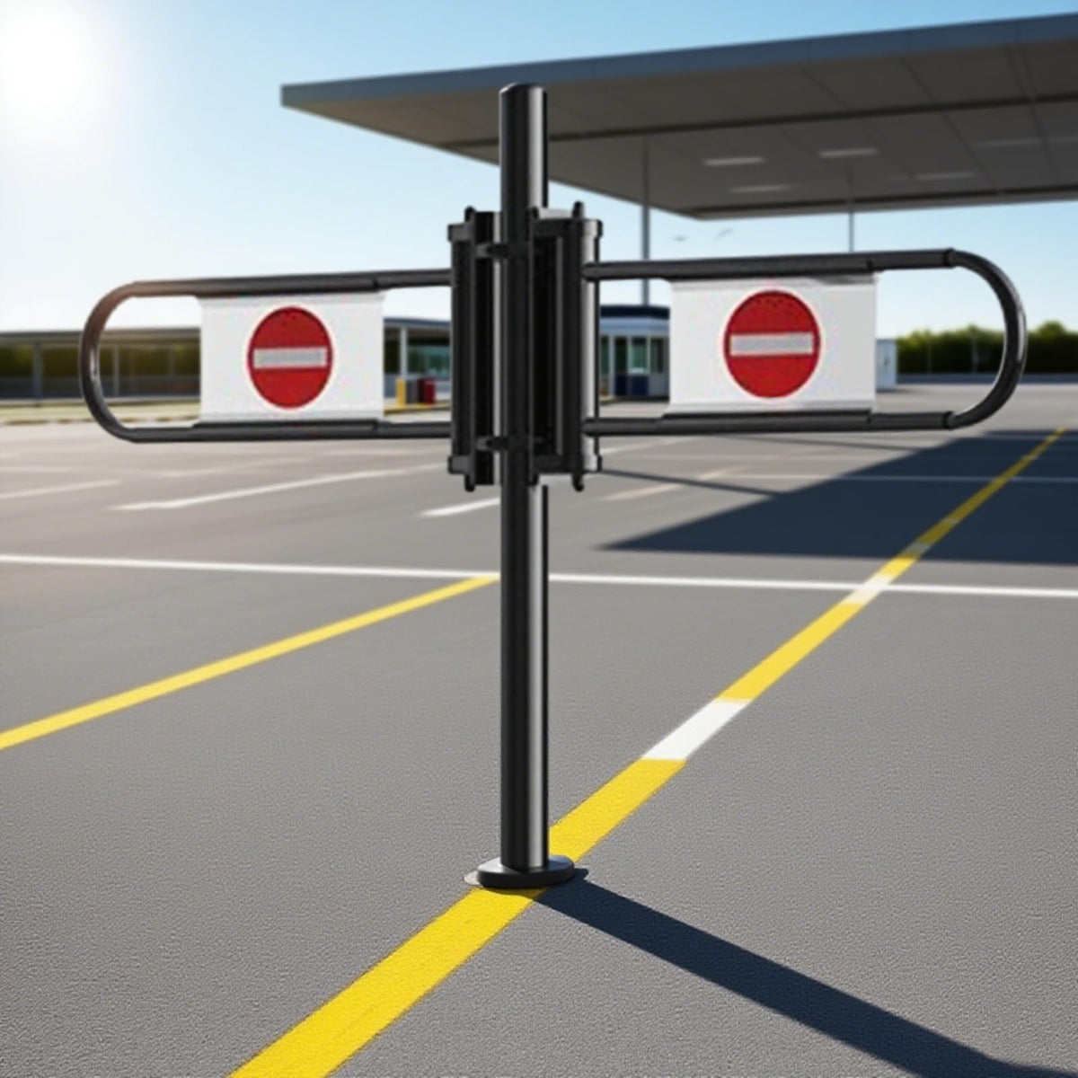 Heavy-Duty Metal Swing Gate - Automatic One-Way Cashier Counter Door for Pedestrian Access - Secure Import/Export Access Control (Black, 300x100cm, 6.3cm)