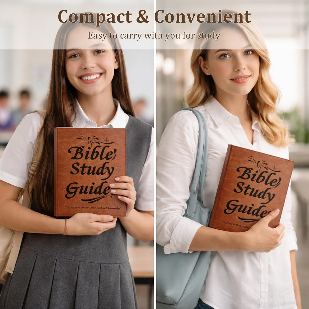 66-Page Bible Study Guide & Devotional Journal - PU Leather Cover, Scripture Summaries, Daily Reflections | Beginner-Friendly Spiritual Growth Notebook | Christian Gift Idea (Brown)