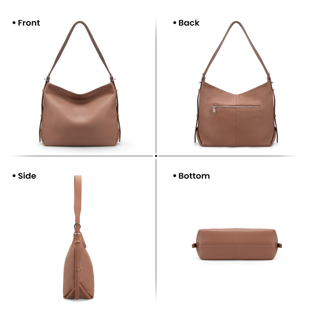 befen Genuine Leather Hobo Bags Purse for Women Medium Crossbody Bag Leather Purses Shoulder Purse Handbags with Adjustable Shoulder Strap Mocha
