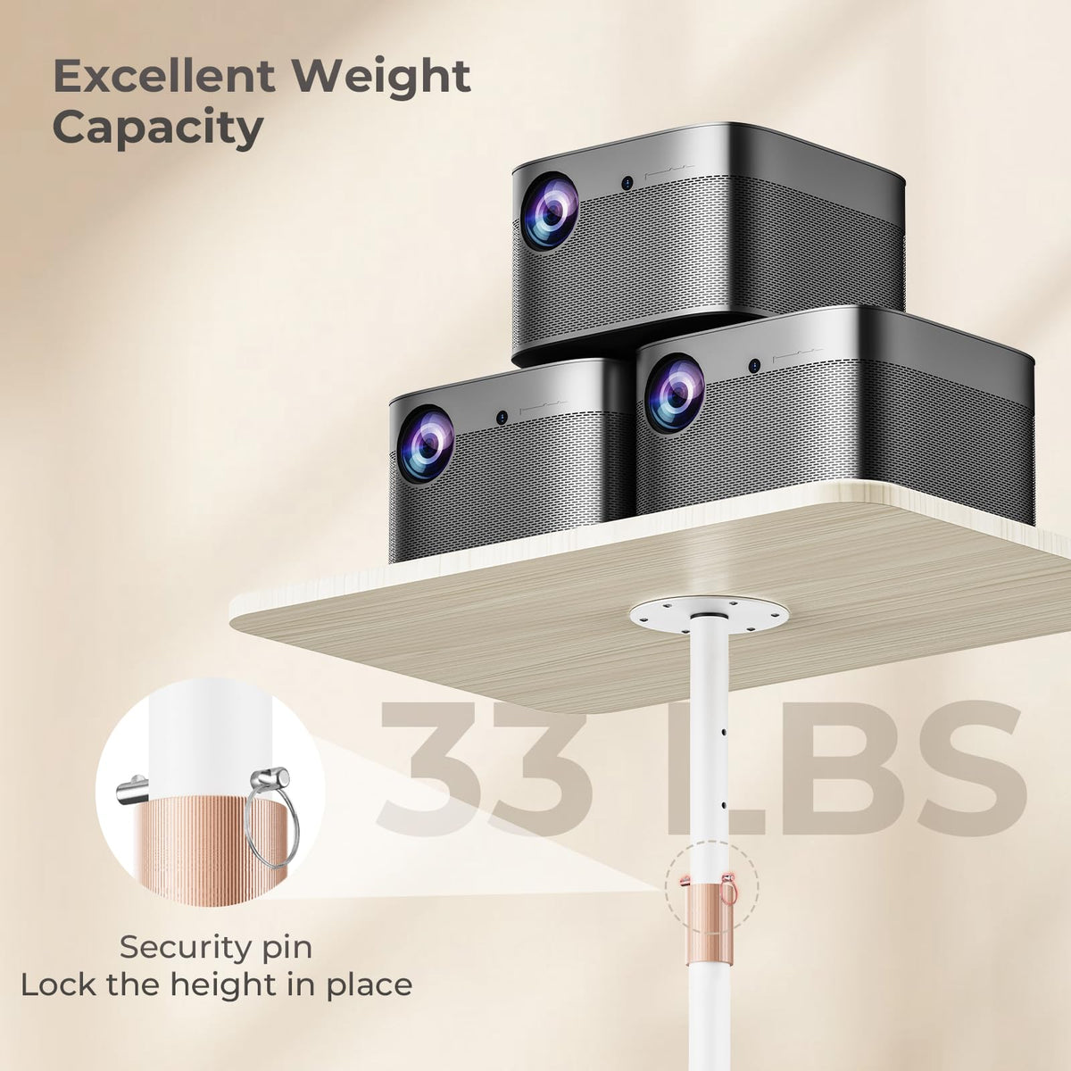 POLESTO Portable Laptop Floor Stand, Bedside/Sofa Table with Height Adjustable 18''~48'', Sleek Wooden Lectern Standing Desk Mobile Podium for Home, Office, School, White