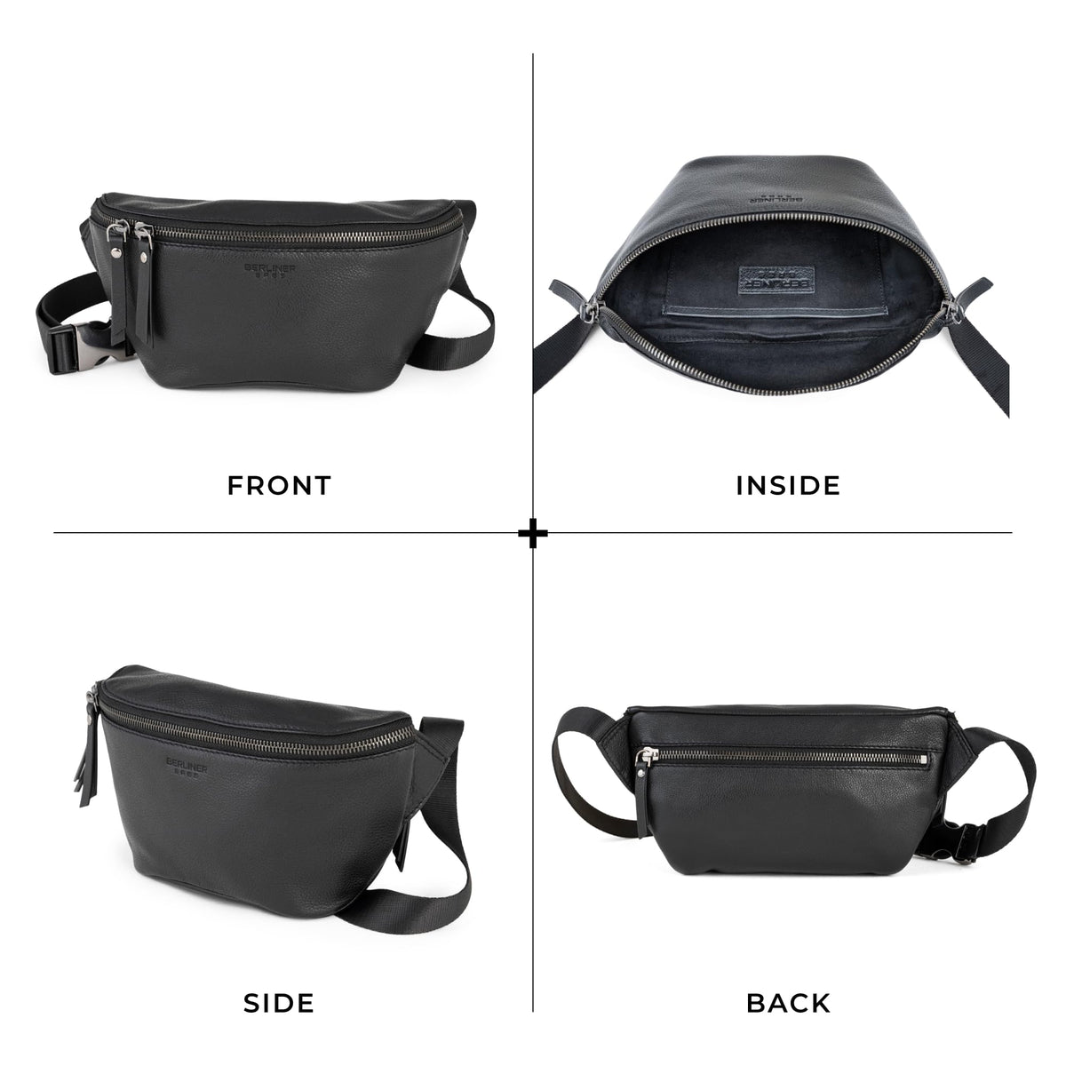 Berliner Bags Premium Genuine Leather Fanny Pack Noah, Belt Bag, Crossbody Sling Bag for Men and Women, Gift for Dad - Black