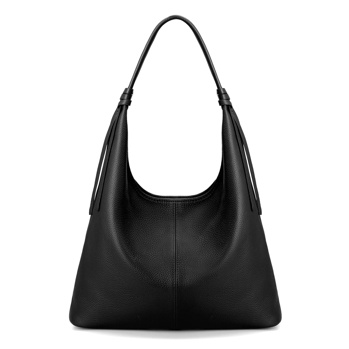 befen Genuine Leather Slouchy Hobo Purses for Women, Casual Hobo Bags Real Top Grain Leather Tote Handbags Women's Black Shoulder Satchel for Shopping, Outing, Travel