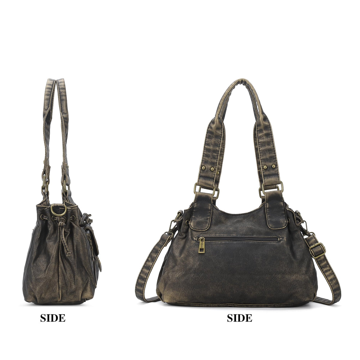 Angel Kiss Small hobo Bags for Women Retro Washed Leather Shoulder Handbag Roomy Top Handles Purses With Removable Strap