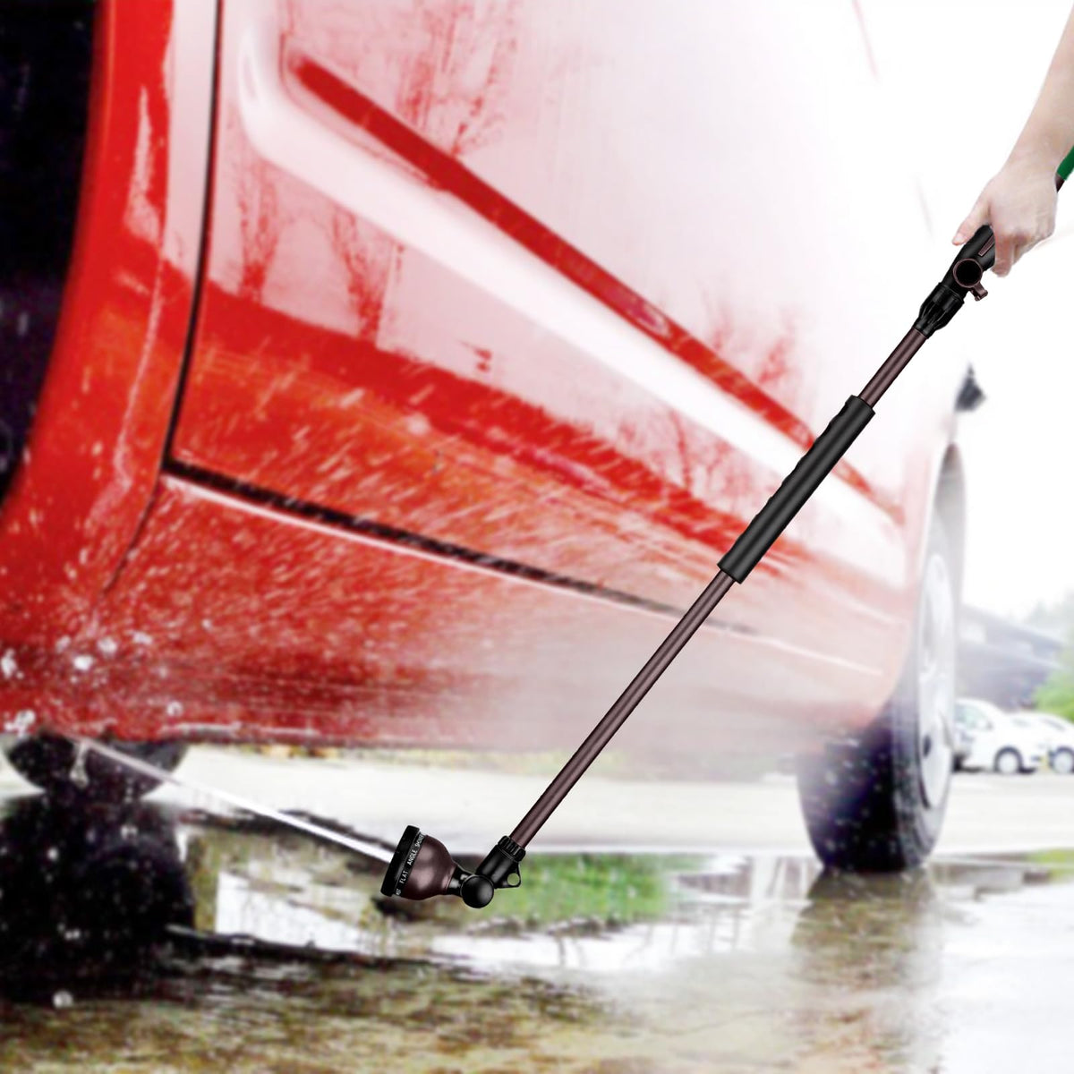 RESTMO 36”Long Watering Wand, 180° Swivel Head Metal Garden Hose Wand with 10 Spray Patterns, 3ft Heavy Duty Hose Nozzle Sprayer with Thumb Flow Control, Ideal to Water Hanging Baskets, Shrubs
