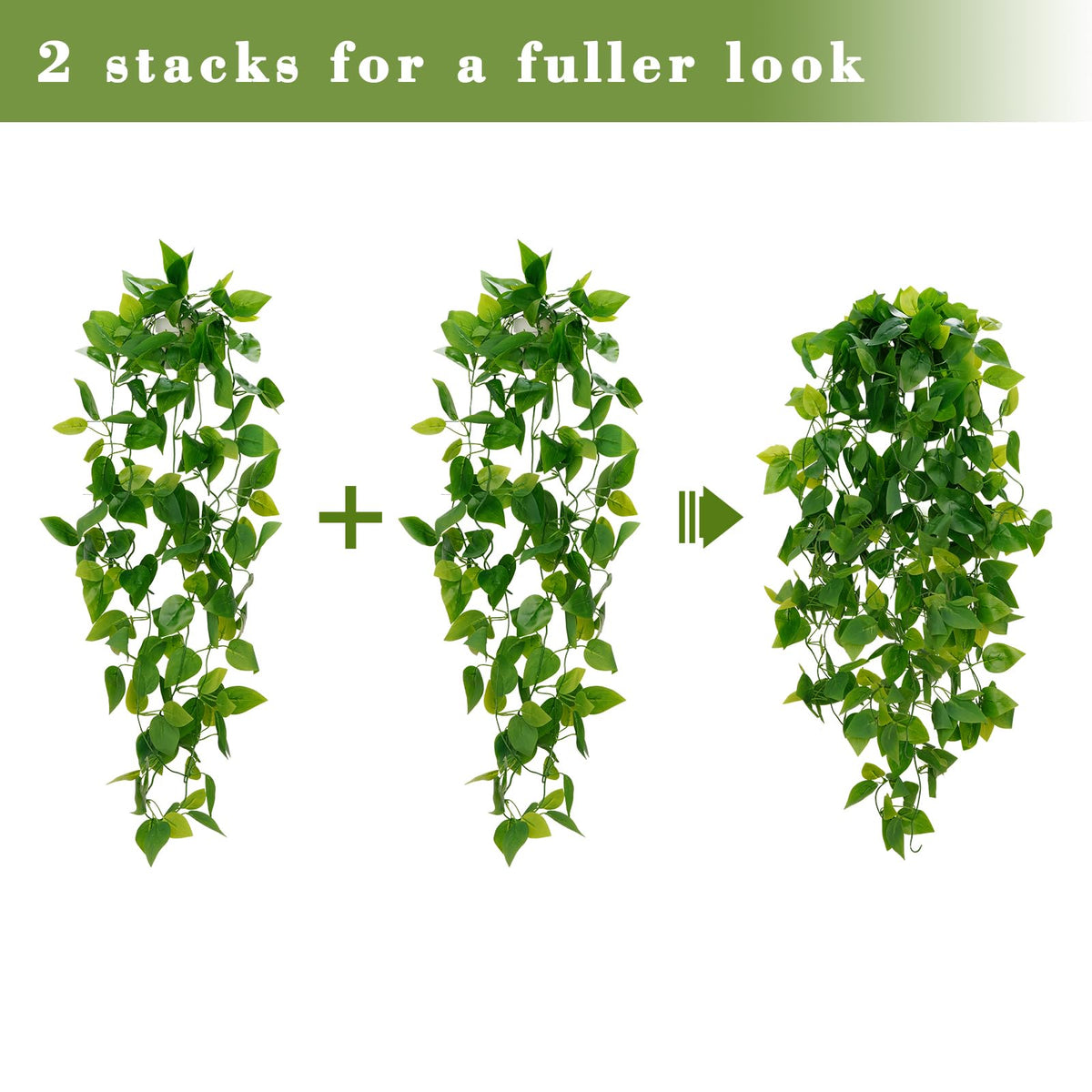 BLEUM CADE 1pcs Fake Hanging Plants Kit with Pot and Plant Hanger, Artificial Pothos Vines Hanging Potted Plant Greenery for Home Living Room Indoor Outdoor Decor