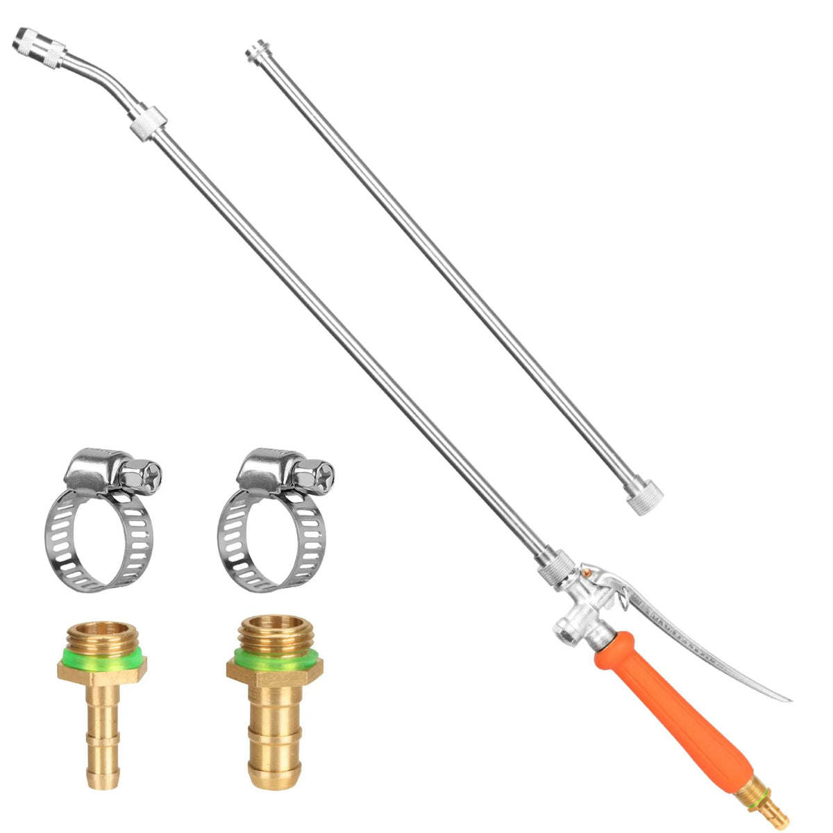 All Metal 44 Inches Replacement Sprayer Wand, 1/4" & 3/8" Brass Barb Sprayer Wand Replacement Built-in Shut Valve Stainless Steel Sprayer Wand. (All Metal Sprayer Wand)