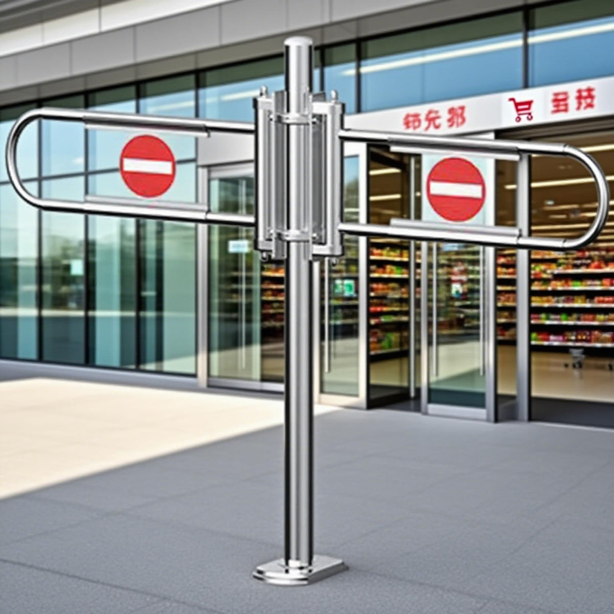 Stainless Steel Market Cashier Counter Safe Gate - ng-Loaded Automatic Swing Door for Pedestrian Access Library Use - 200x100cm Silver h