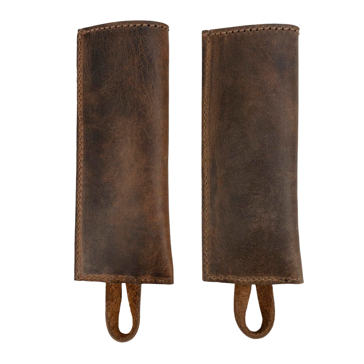 Cast Leather Co., Set of 2 Rectangular Pan Handle Covers, Sleeve for Metal Skillet Grip, Kitchen Accessories, Full Grain Leather, Handmade, Bourbon Brown