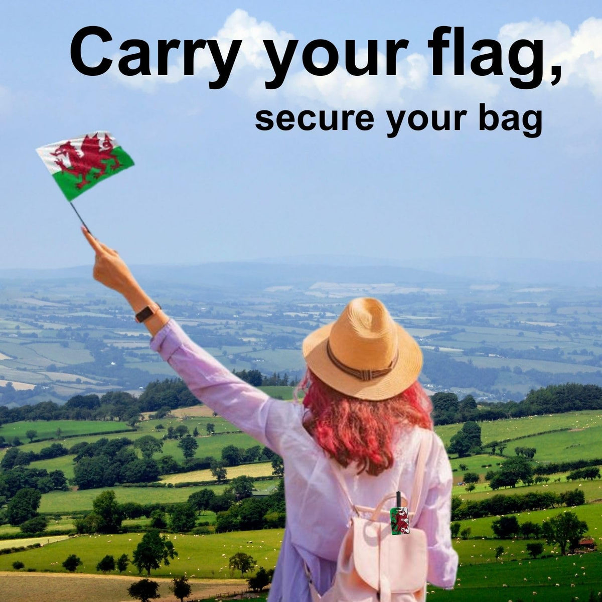 [Pack 2] tag8 Wales Flag Tag Smart Bag tag |Trendy Luggage tag ID Identification | Suitcase Tag | Fashionable Digital Name tag | Airline Compliant, SITA World Tracer Code Enabled | Gift idea