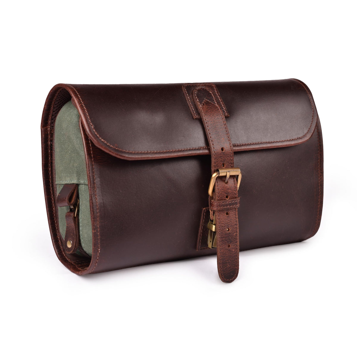 LEATHER VILLAGE Hanging Genuine Leather Toiletry Bag for Men & Women with Waterproof Lining – Handcrafted Vintage Travel Dopp Kit, Shaving Organizer & Shower Bathroom Essentials Case - Cherry