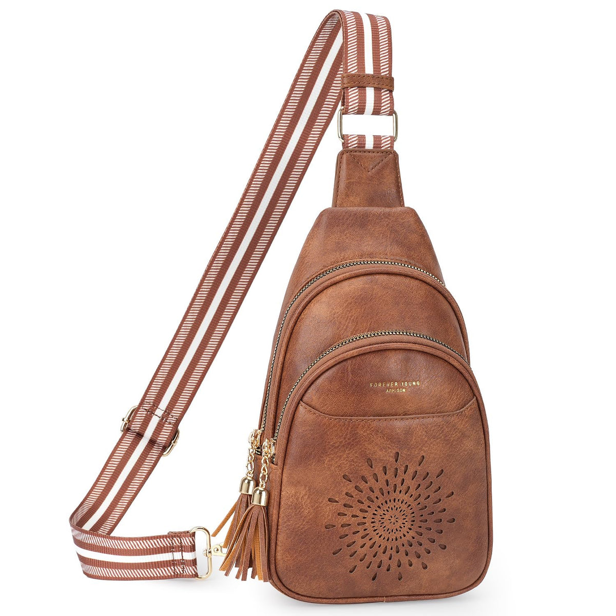 APHISON Small Sling Bag Cell Phone Purse Vegan Leather Fanny Crossbody Bag for Women Trendy Chest Backpack Adjustable Strap
