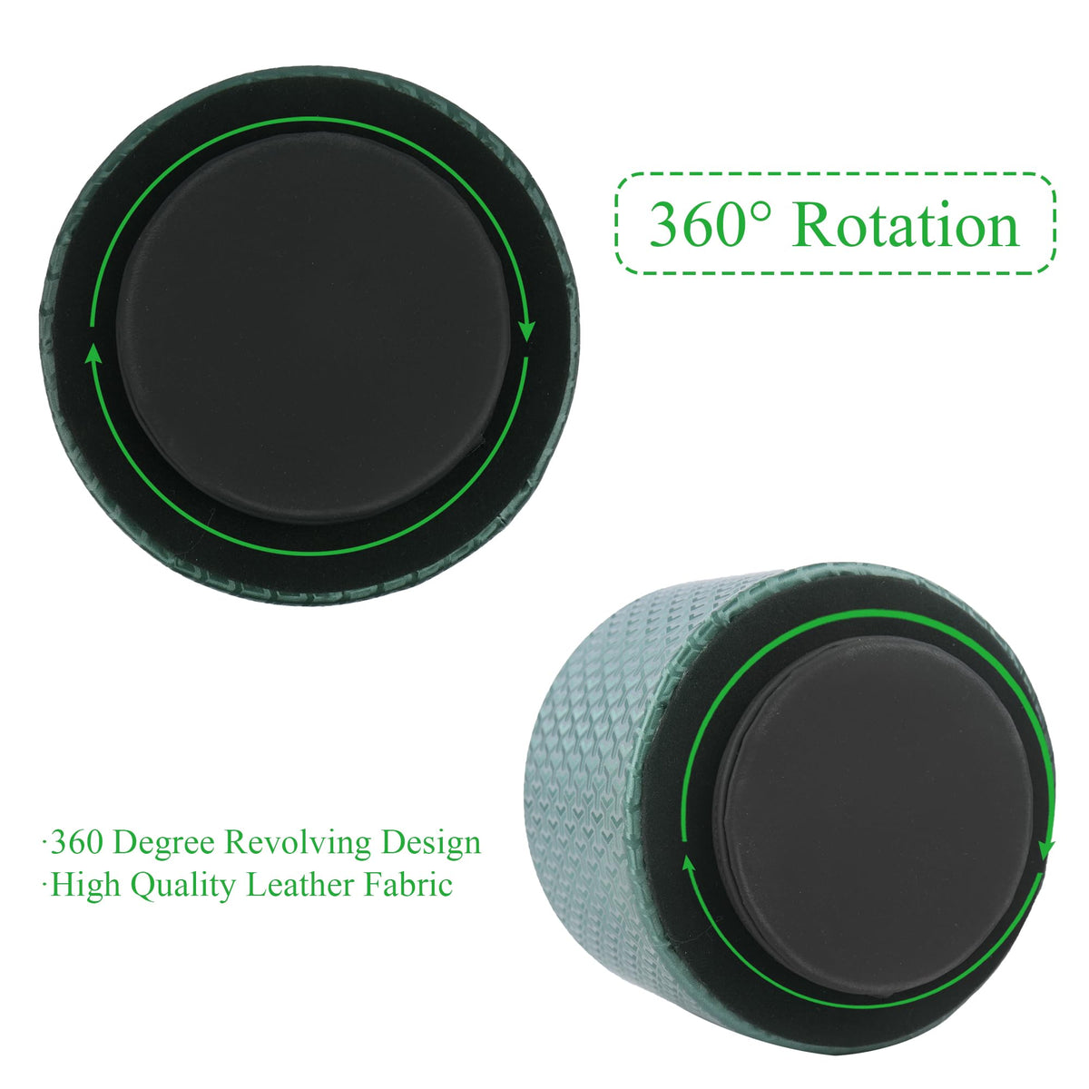 QIELIZI Round Leather Art Supply Organizer,Remote Control Holder,360 Degree Rotating,Multi-Functional Pencil Holder,4 Compartments Desktop Stationary Organizer(1-Triangle Green)