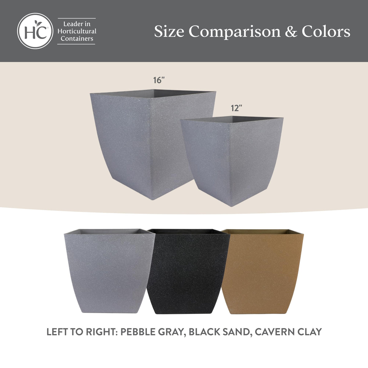 The HC Companies Santa Fe Square Self-Watering Pot - Lightweight Plastic Planter for Herbs & More - Durable Plant Pots for Indoor Plants & Outdoor Plants (12" Pebble Gray, Pack 1)