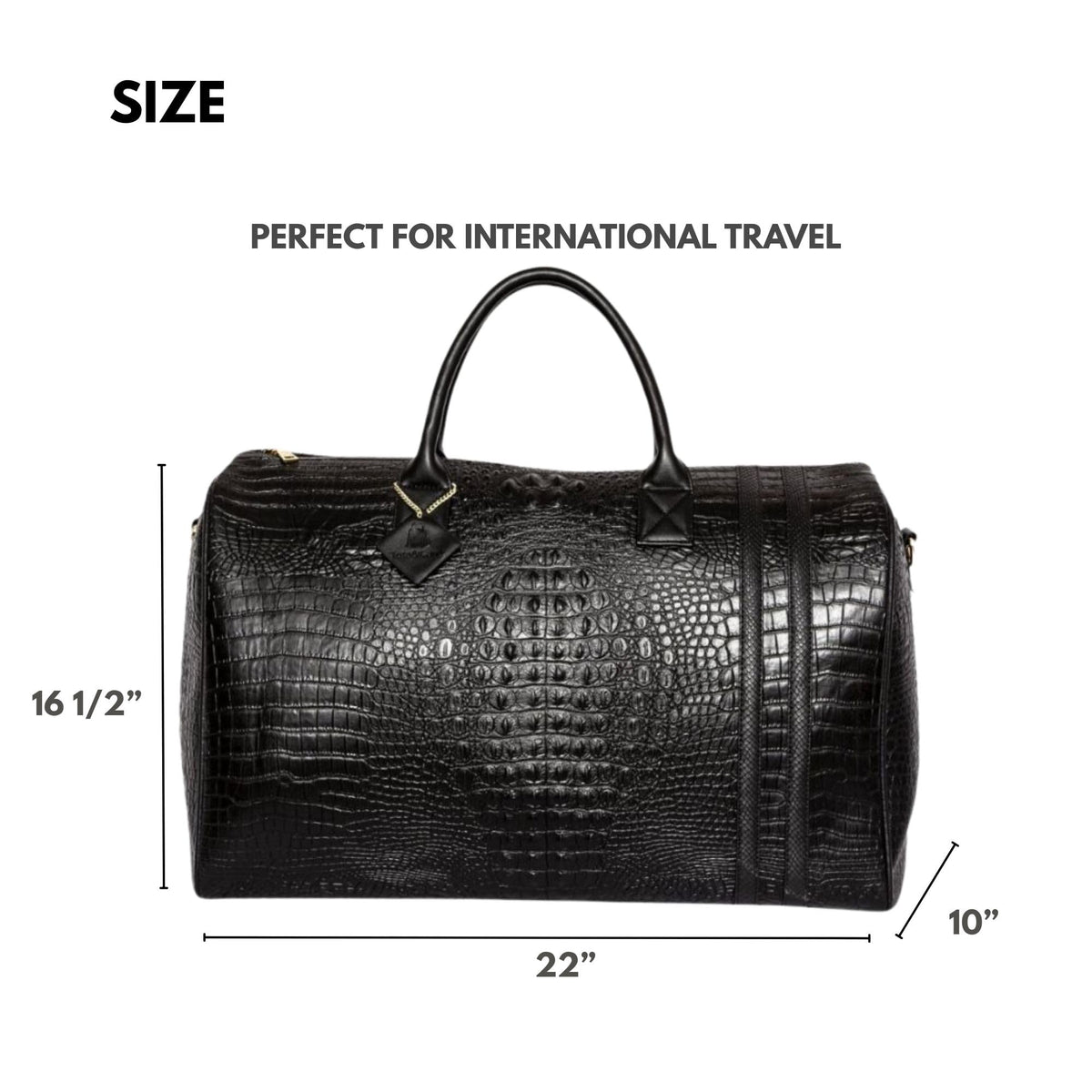Tote&Carry Apollo 2 Duffle Bag for Travel Women & Men, TSA Approved Carry On Duffel Bag, Premium Vegan, Durable Weekender Luggage for All-Purpose Use (XL - Crocodile Skin, Black)