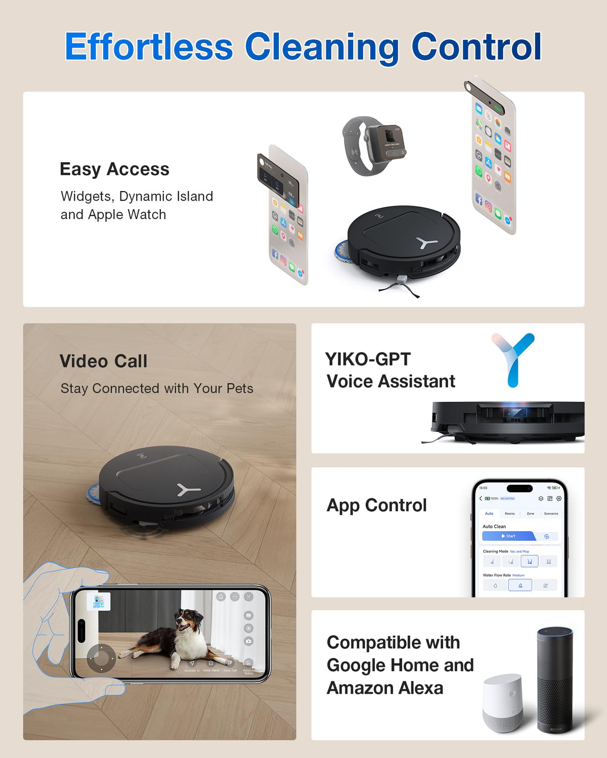 ECOVACS DEEBOT T50 Omni Robot Vacuum & Mop, 15,000Pa Suction, 3.19" Ultra-Slim, ZeroTangle 2.0, TruEdge Cleaning, AIVI 3D Navigation, Self-Emptying & Auto Mop Wash/Dry