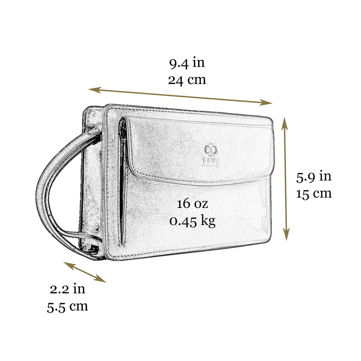 Time Resistance Leather Clutch for Men - Organizer Wrist Bag Briefcase - Handmade in Italy (Black) - Gift Box Included