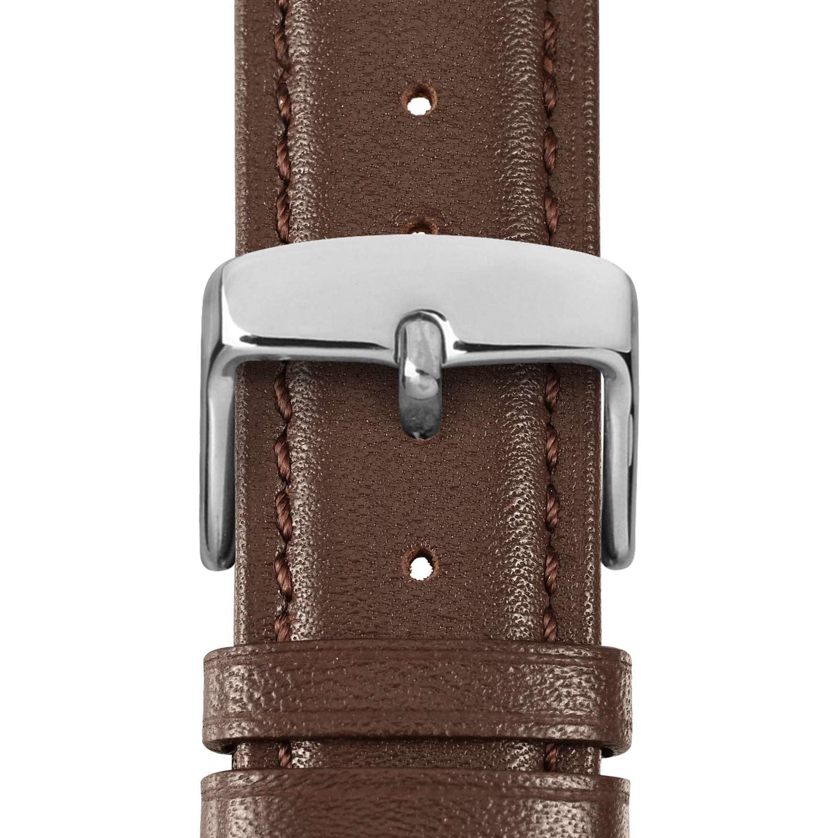 WOCCI 18mm Vintage Leather Watch Band for Men and Women, Silver Buckle (Dark Brown)