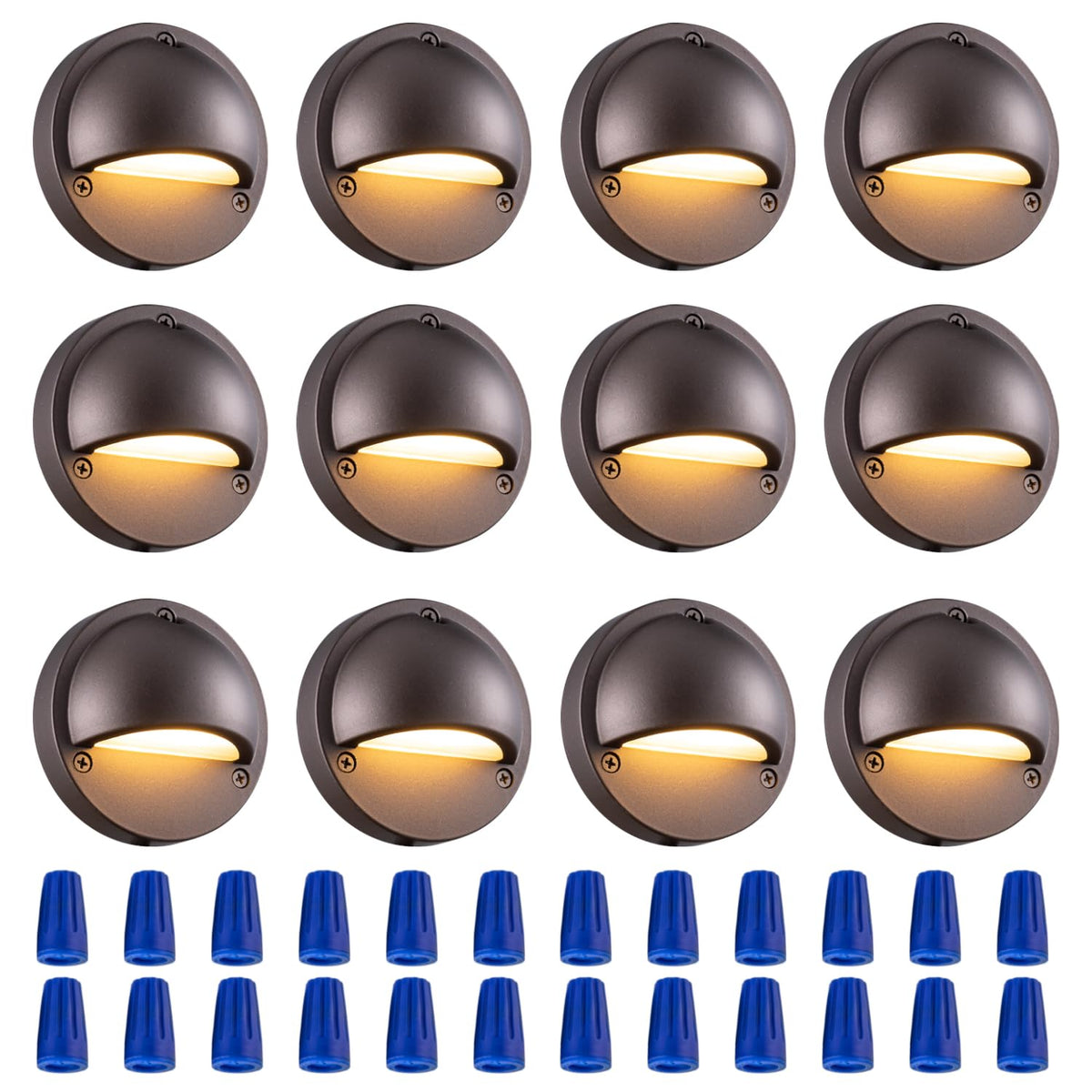 BTNHPLite LED Deck Lights, 2700K Soft Warm White, Aluminum, 12-Pack, Model JC-HM-SL01, IP65, 2.5W, 180