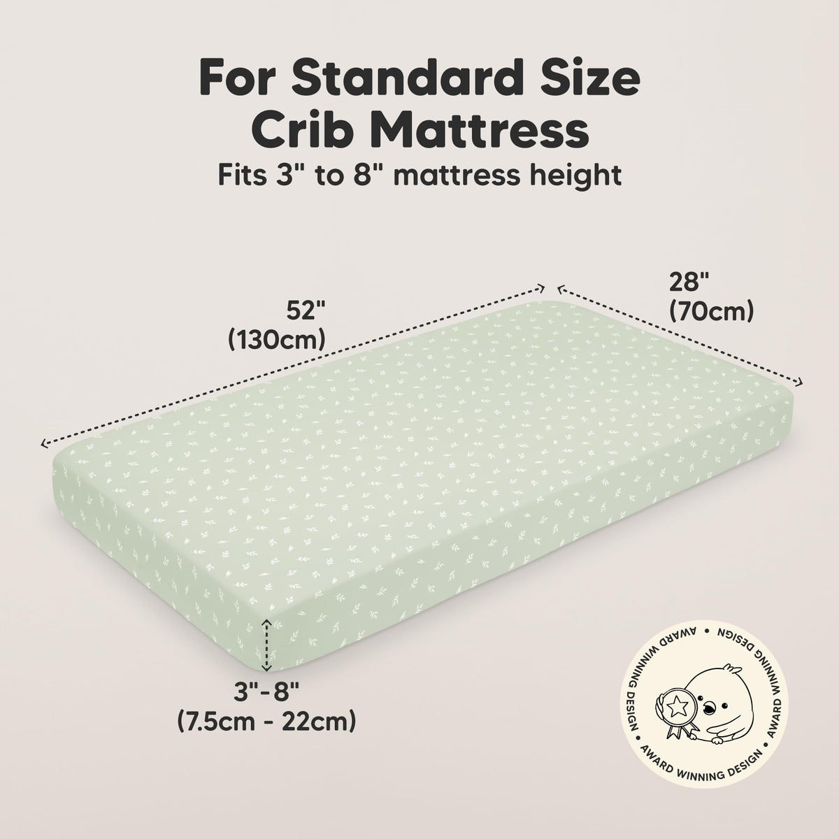 KeaBabies 2-Pack Organic Cotton Crib Sheets for Boys, Girls - 52x28 Fitted Crib Mattress Sheet Neutral, Breathable Cover for Baby Bed Set, Toddler Mattress, Soft & Cute Prints (Herb)