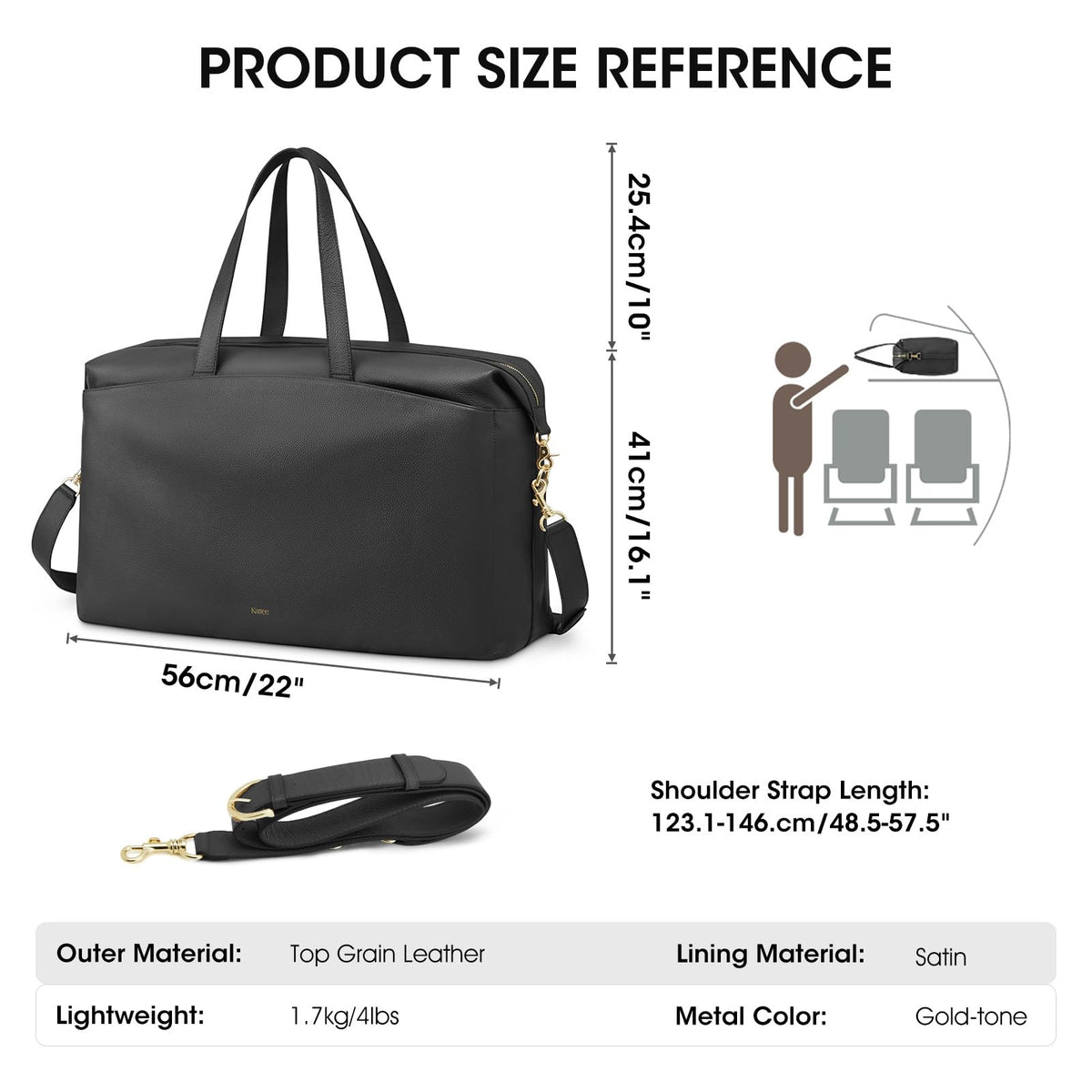 Kattee Weekender Bags for Women Leather Travel Bags for Women Duffle Overnight Duffel Carry on Large Tote Bag