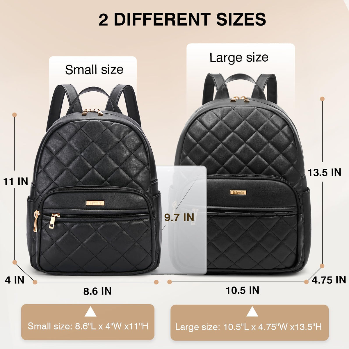 Marvolia Mini Backpack for Women - Vegan Leather Small Backpack Fashion Backpack Purse for Travel Work Shopping - Black