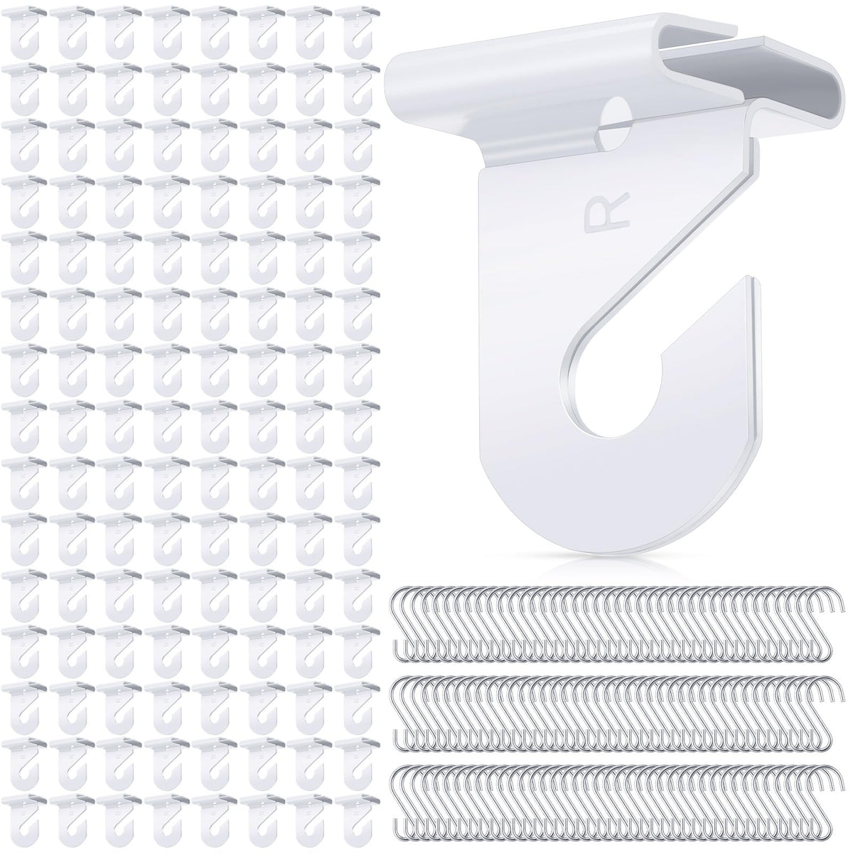 Outus 240 Packs Drop Ceiling Hooks for Hanging Ornament Classrooms & Offices, White Heavy Duty Ceiling Hooks Tile Metal Hangers for Hanging Plants Home, and Wedding Decorations Supplies