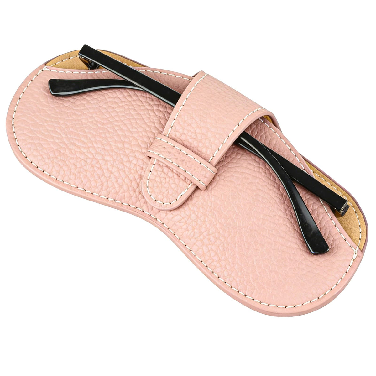 Goinfos Leather Glasses Case, Portable Lightweight Soft Eyeglass Case, Travel Sunglasses Protective Case for Women Men (Pink)
