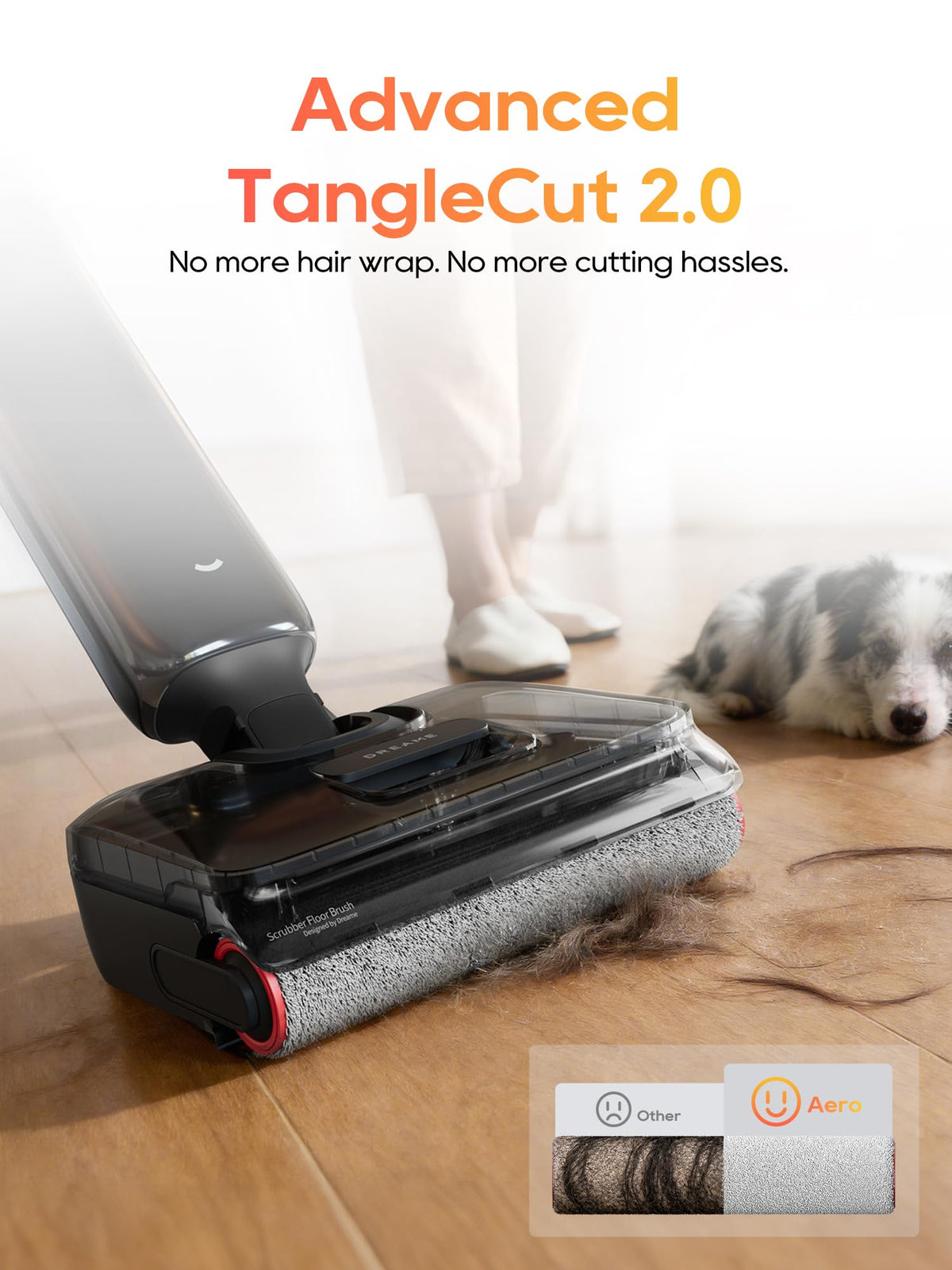 DREAME Aero Wet Dry Vacuum Cleaner, All-in-ONE Vacuum Mop for Wet & Dry Messes, 0 Hair Residue Great for Pet Owners, One-Press Self-Clean, 180° Lie Flat, 35mins Runtime for Hard Floor Cleaning