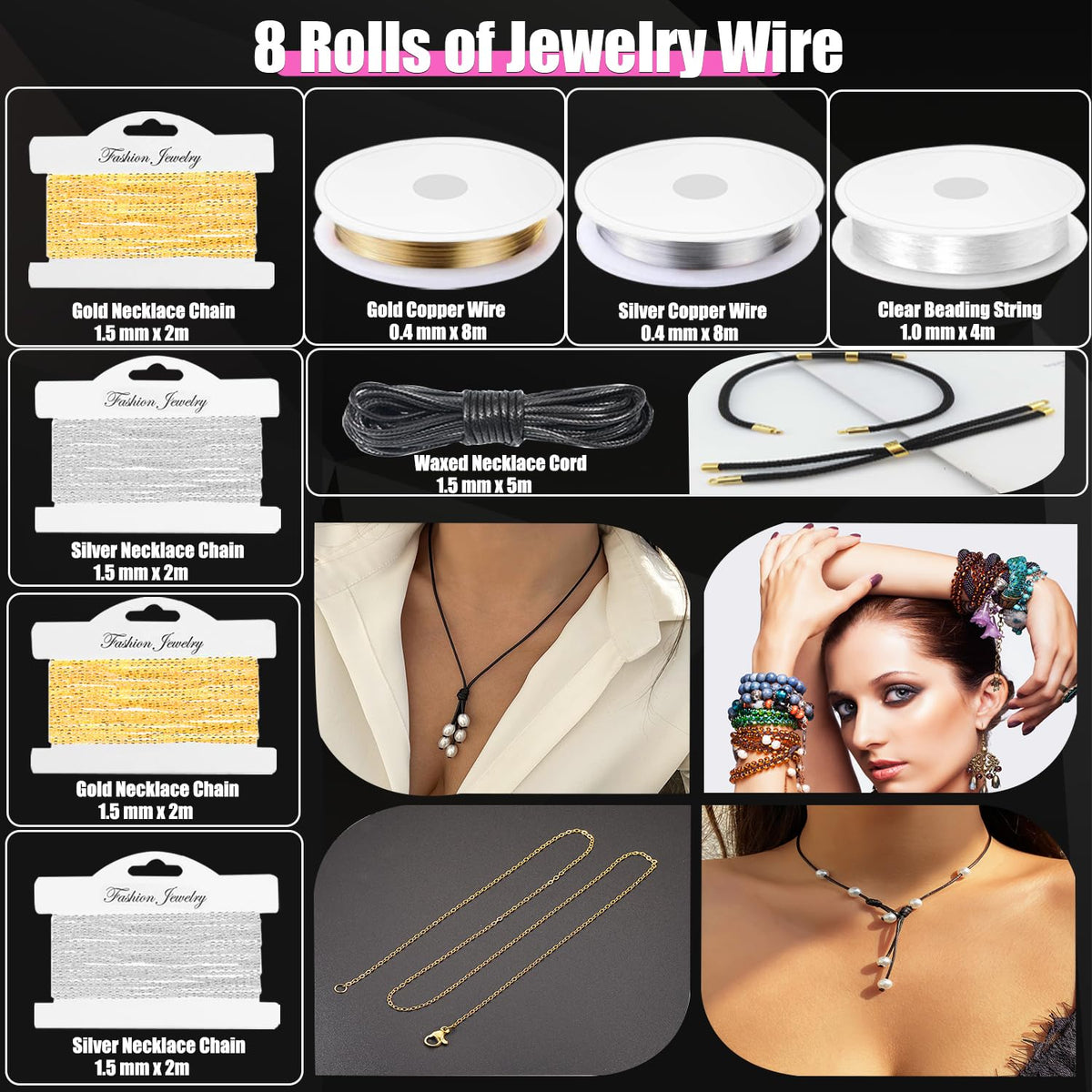 MONVICT Jewelry Making Supplies Kit with Jewelry Making Tools, Findings, Necklace Chain, Jewelry Wires, Adjustable Magnifier, Carry Bag, Meet All the Needs of Jewelry Making, Repair, Beading
