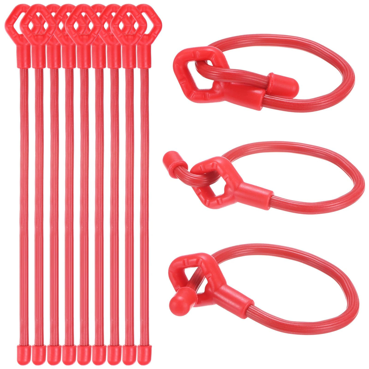 M METERXITY 12-Pack Adjustable Plant Ties, 8inch/20.32cm Silicone Flexible Multi-Function Sturdy Garden Twist Tie for Plant Support/Tree/Shrub/Vine, Reusable Support Twine [Red]