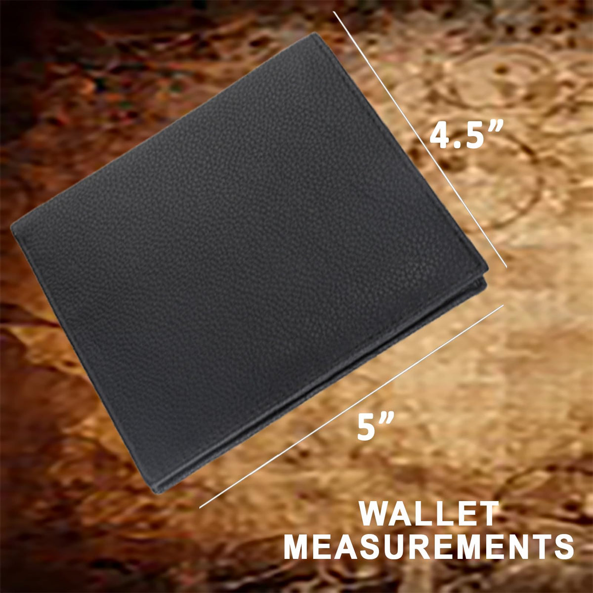 F&L CLASSIC Mens Chain Wallet Large Capacity | RFID Blocking | Buffalo vintage Leather | Bi-Fold Big Hipster | 186 black w/chain