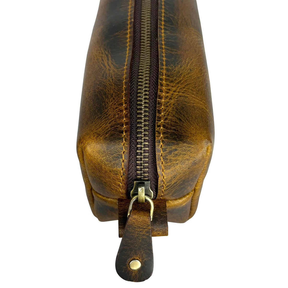 RUSTIC TOWN Leather Pencil Case - Handcrafted Full-Grain Zipper Leather Pen Pencil Holder - Elegant & Practical Pencil Pouch for Work & Office