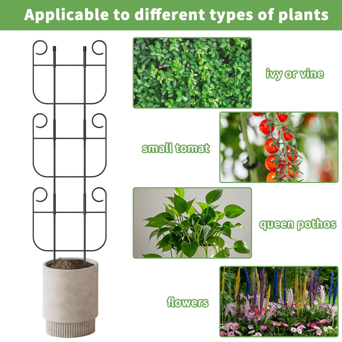 4 Pack Trellis for Climbing Plants Indoor, Expandable Small Metal Trellis for Potted Plants, Flowers Vine Ivy, Sturdy Houseplant Pothos Plant Climber Support