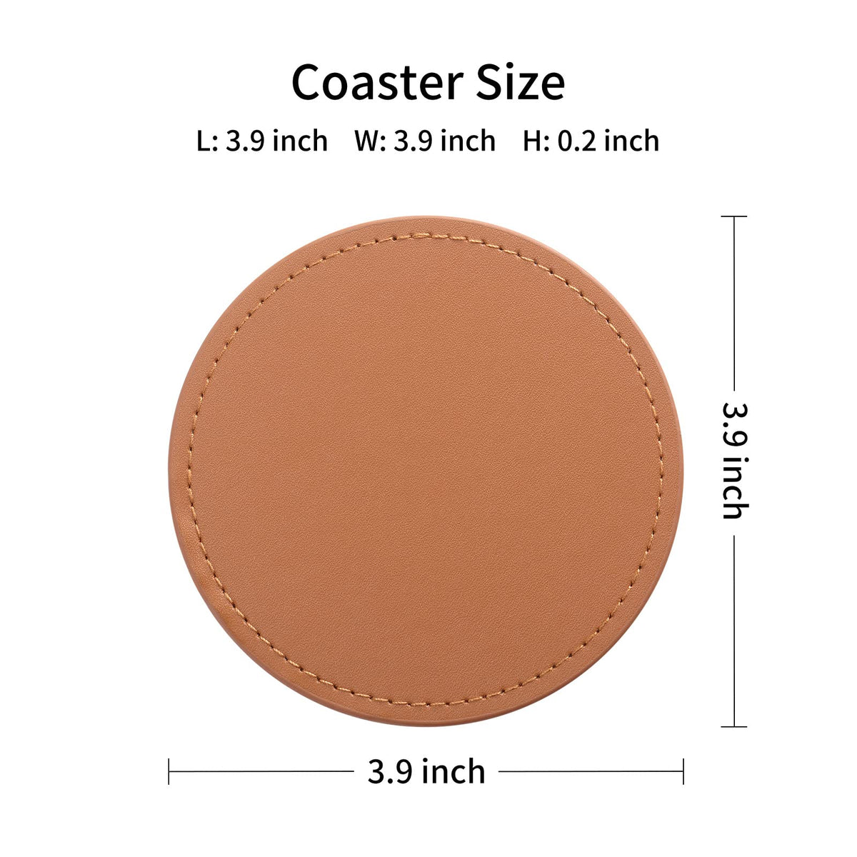 CASEGRACE Drink Coasters with Metal Holder Stand Set of 6, PU Leather Absorbent Coasters with Cork Base Table Coaster Set Decorative Coffee Cup Coasters Housewarming Gift for Home Decor