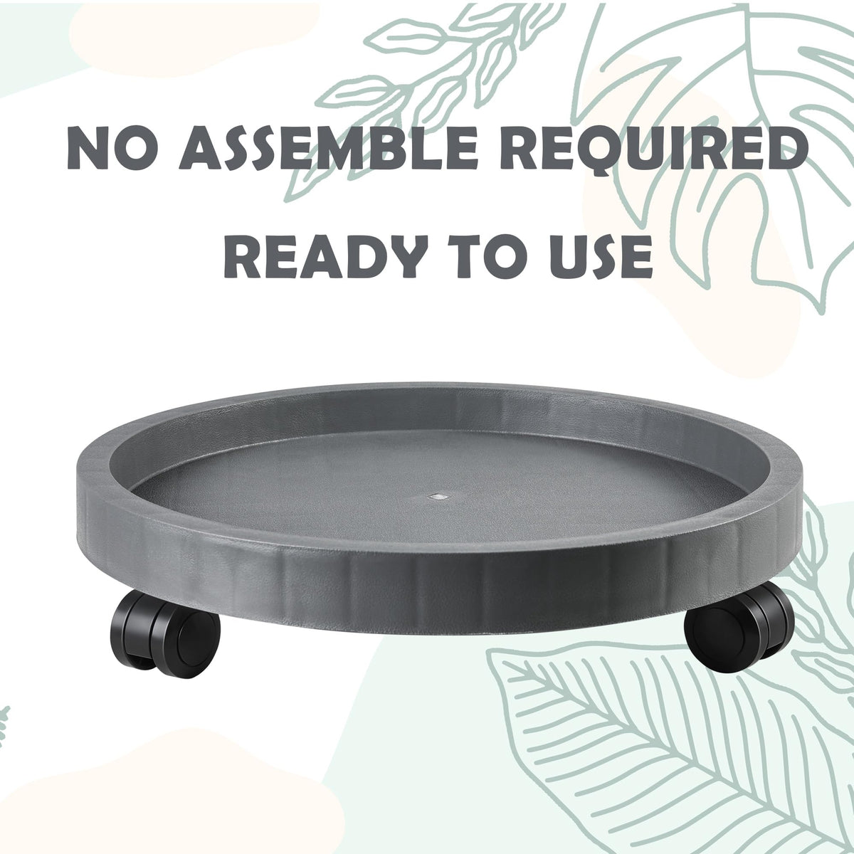 2 Pack of 12.6 Inch Planter Caddies Rolling Saucer Caddy with Wheels, Heavy Duty Wheeled Stand for Potted Plant, Round Coaster Roller Base Tray with Casters, Flower Pot Dolly Holder for Indoor Outdoor