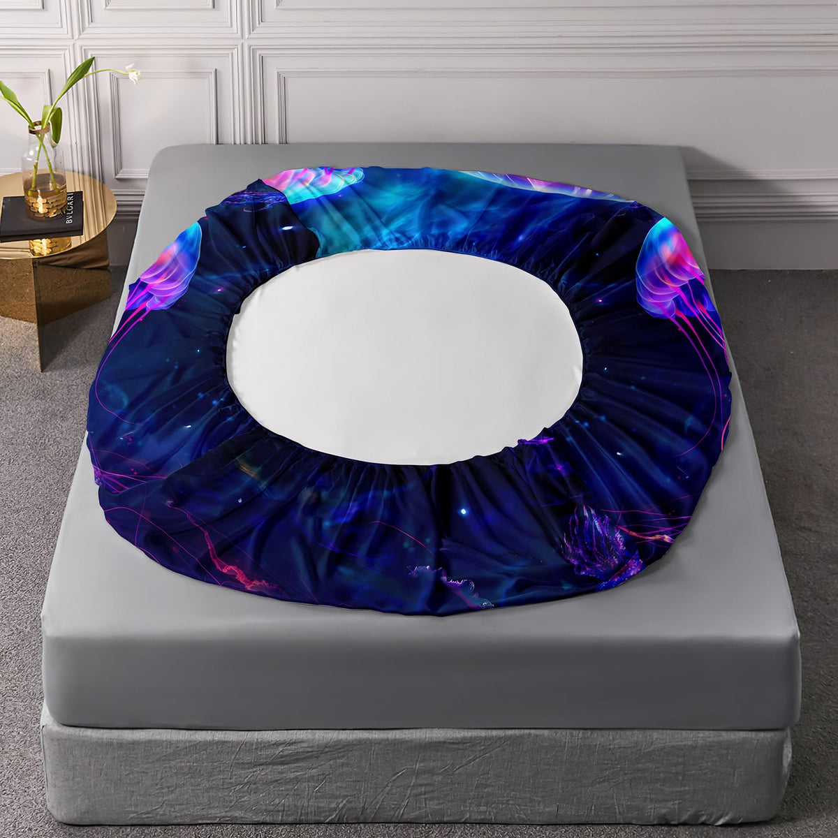 AILONEN Fantasy Jellyfish Bed Sheets Set 3 Pieces Twin Size,Blue Ocean Beautiful Jellyfish Fitted Sheet Set for Teen Boys Girls,Galaxy Sea Theme Bedding Sets for Bedroom Decor with 2 Pillowcases