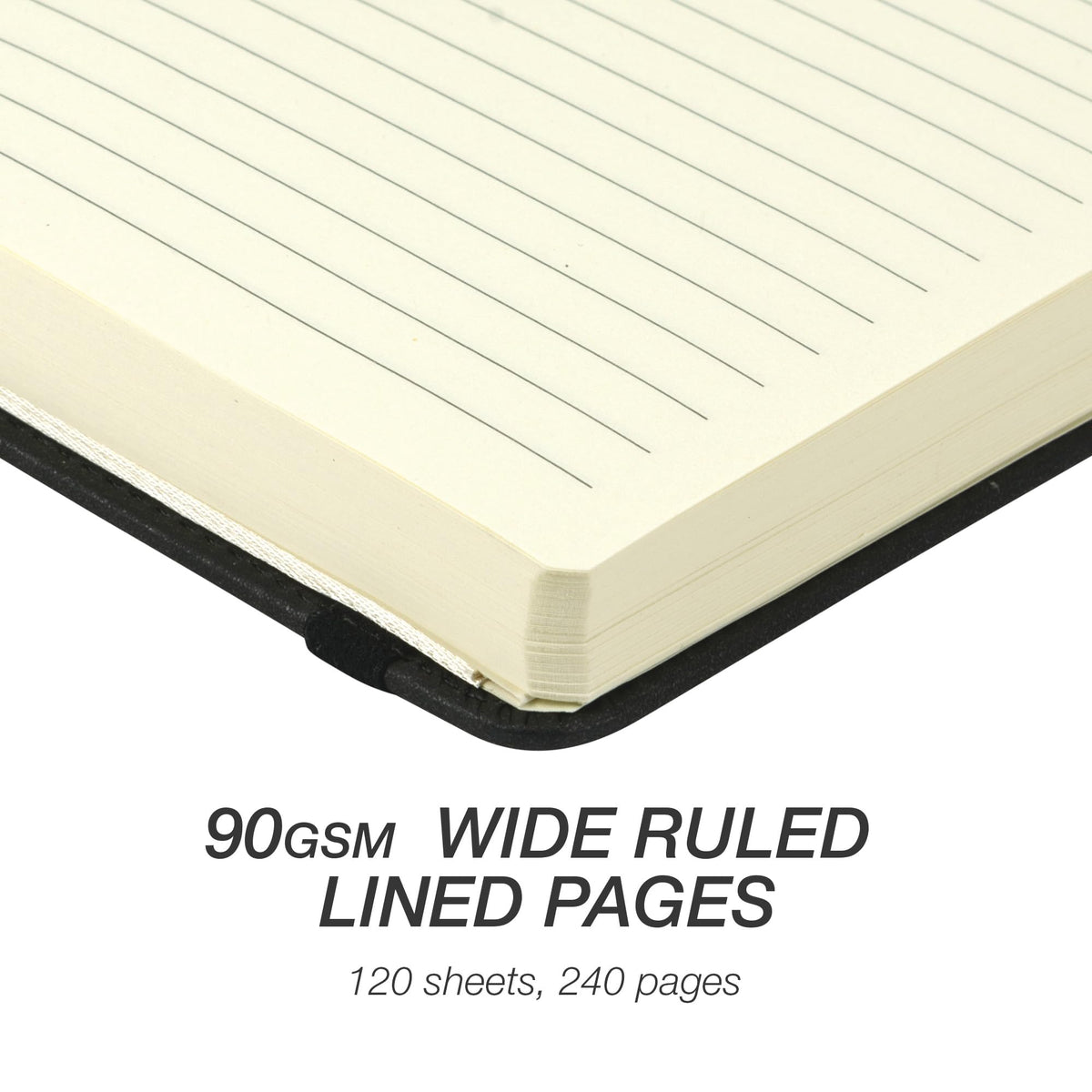 Samsill Large Hardcover Notebook, 240 Lined Notebook Pages, Black, 7.5 x 10 Inch