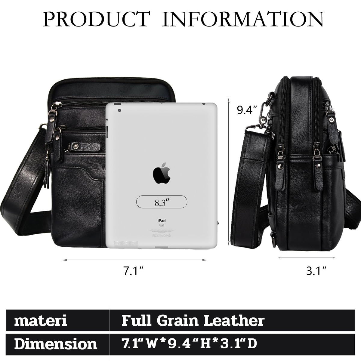 Ariscobull Leather Messenger Bag for Men, Small Leather Sling Shoulder Bag Messenger Pack for Men, Man Purse