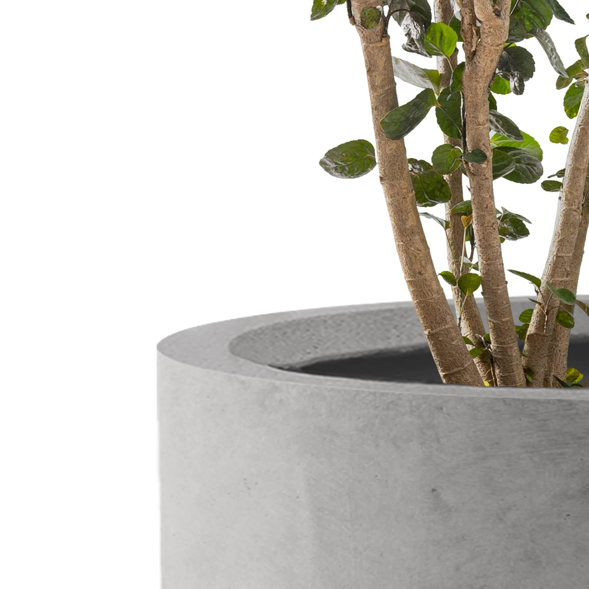 Kante 12.6" Dia Round Concrete Planter, Modern Style Large Cylindrical Plant Pot with Drainage Hole and Rubber Plug for Indoor Outdoor Patio, Natural Concrete