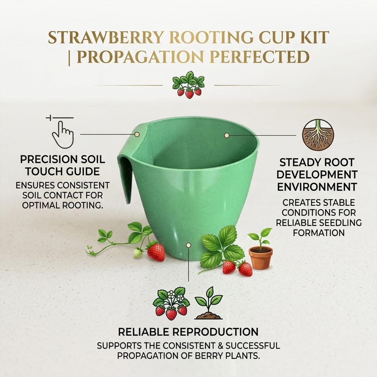 Strawberry Propagation Cups, Reusable Plastic Bare Root Growing Pots Hanging Transplant, 10 Cups & 20 Clips Set for Home Balcony Yard Growers (Small,10pcs)