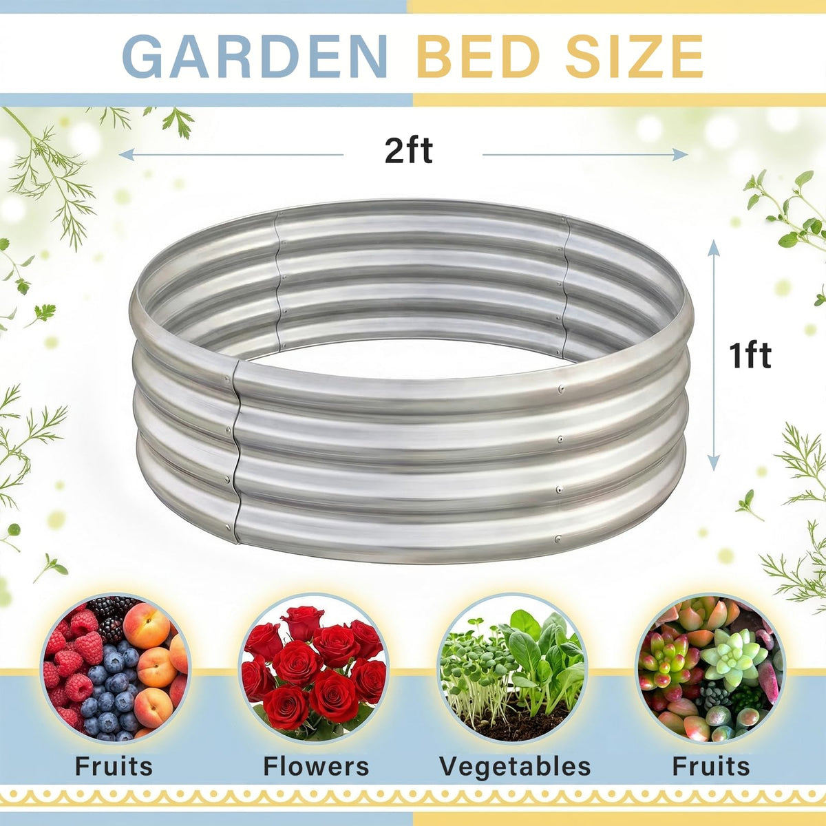 Land Guard 2 Pack 2×2×1ft Galvanized Raised Garden Bed, Planter Raised Garden Beds Outdoor, Round Clearance Raised Garden Beds for Gardening Vegetables……