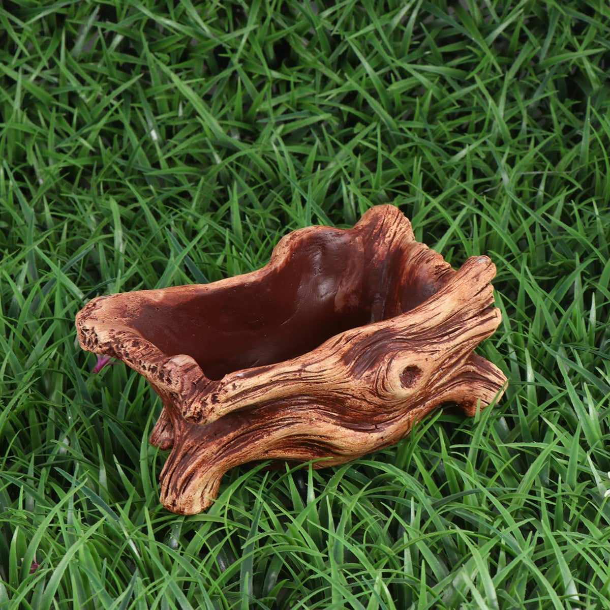 Desk Containers Driftwood Stump Log Concrete Planter Succulent Pot Flower Plant Pot Container for Indoor Outdoor Patio Decoration Brown Ornament Container