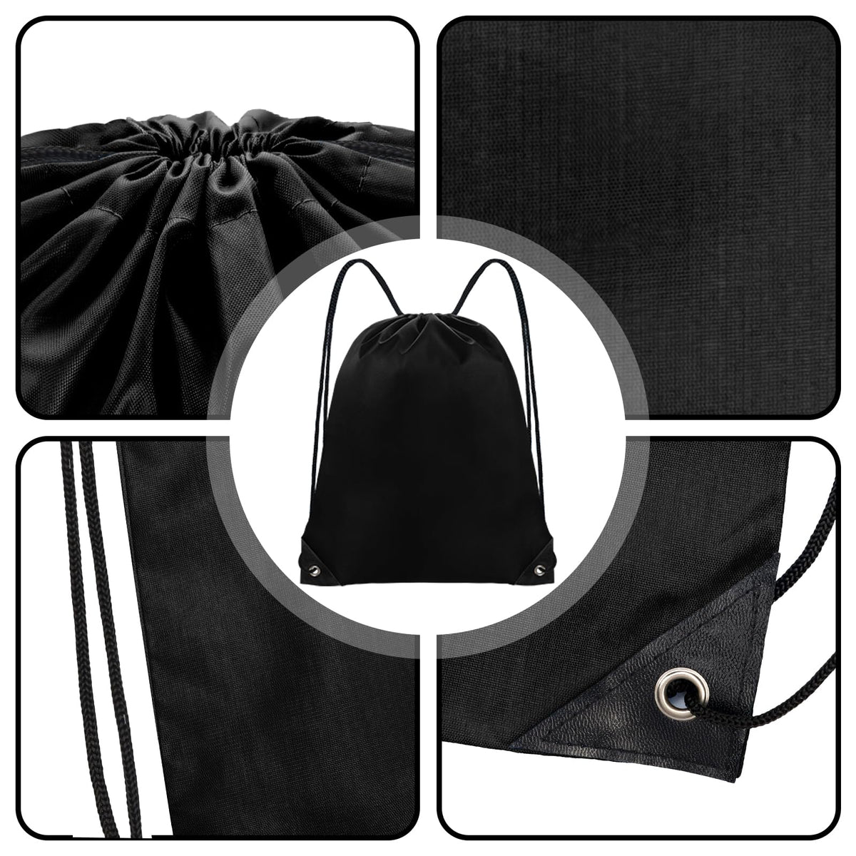 Grneric Drawstring Backpack Bulk 42 Pcs String Backpack Drawstring Bags Cinch Bag Sackpack for Men Women Gym (Black)