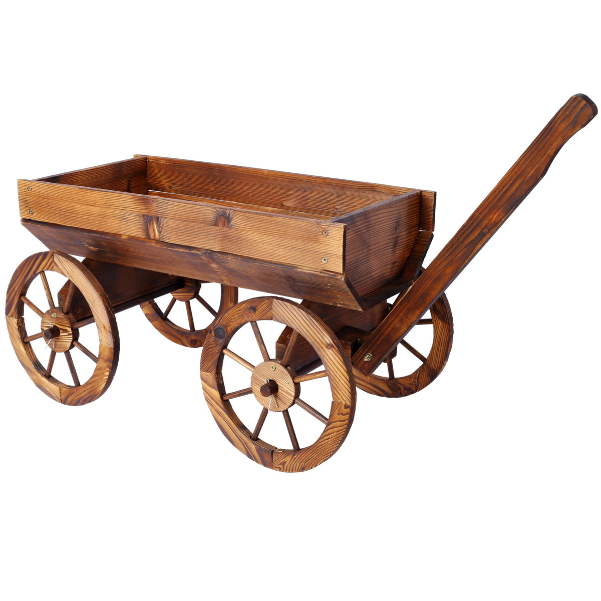 SwingIt Wood Wagon Flower Planter Pot Stand W/Wheels Home Garden Outdoor Decor