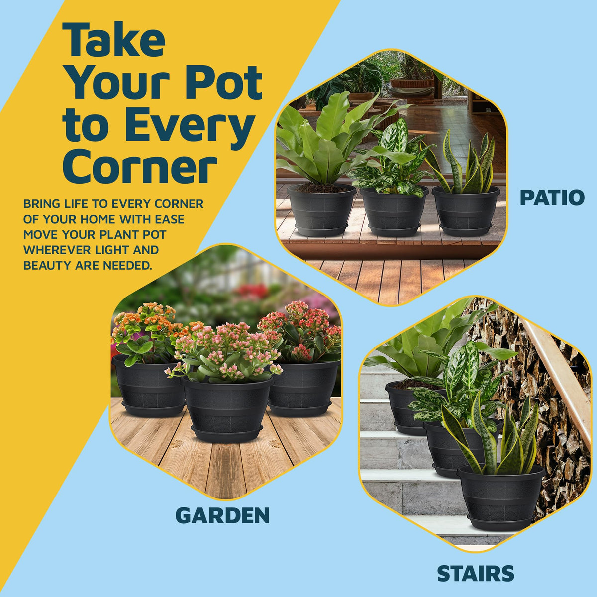 10-Inch Whiskey Barrel Planters Outdoor Pack of 25 - Durable Plastic Plant Pots for Indoor & Outdoor Use with Drainage & Saucer, Lightweight Rustic Barrel Planters for Flowers, Herbs & Small Plants