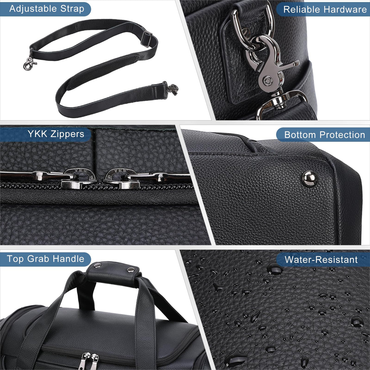 TIDING 21" Leather Travel Duffle Bag for Men Women, 40L Gym Sports Duffel Bag Waterproof Weekender Overnight Luggage Bag with Shoe Compartment
